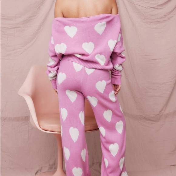 LAST SET Knit heart sweater and pants set - Picture 4 of 5